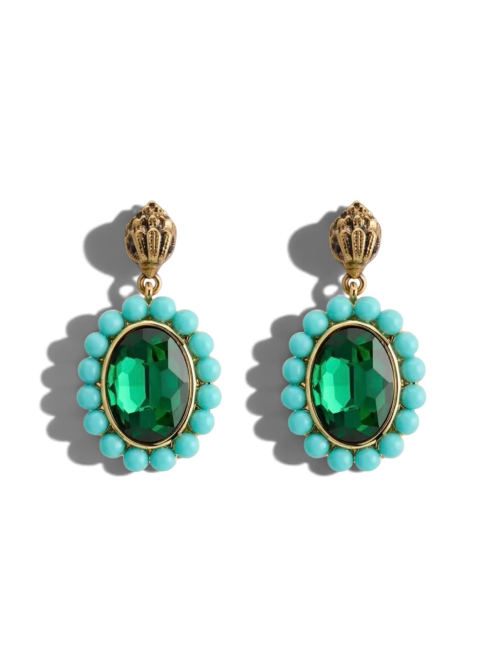 Kurt Geiger Regency Drop Green & Blue Crystal Stud Earrings